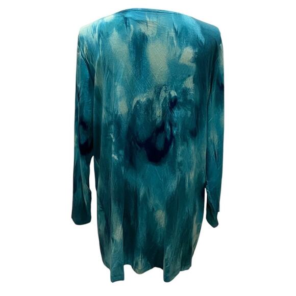 Belle by Kim Gravel Teal Tie Dye Flowy Tunic Top Large - Picture 2 of 4